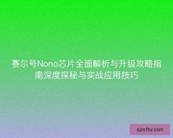 赛尔号Nono芯片全面解析与升级攻略指南深度探秘与实战应用技巧