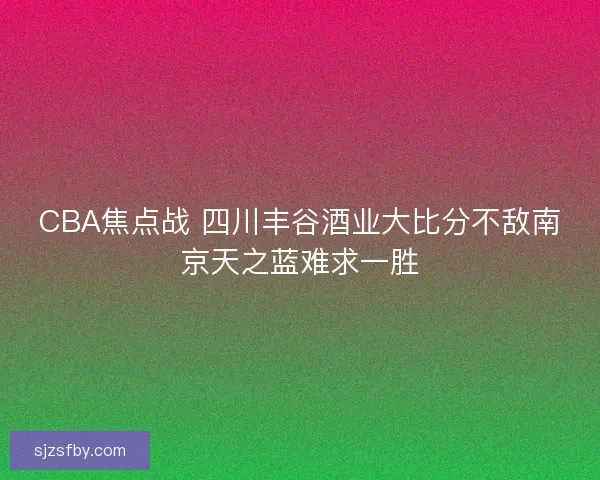 CBA焦点战 四川丰谷酒业大比分不敌南京天之蓝难求一胜 CBA焦点战 四川丰谷酒业大比分不敌南京天之蓝难求一胜